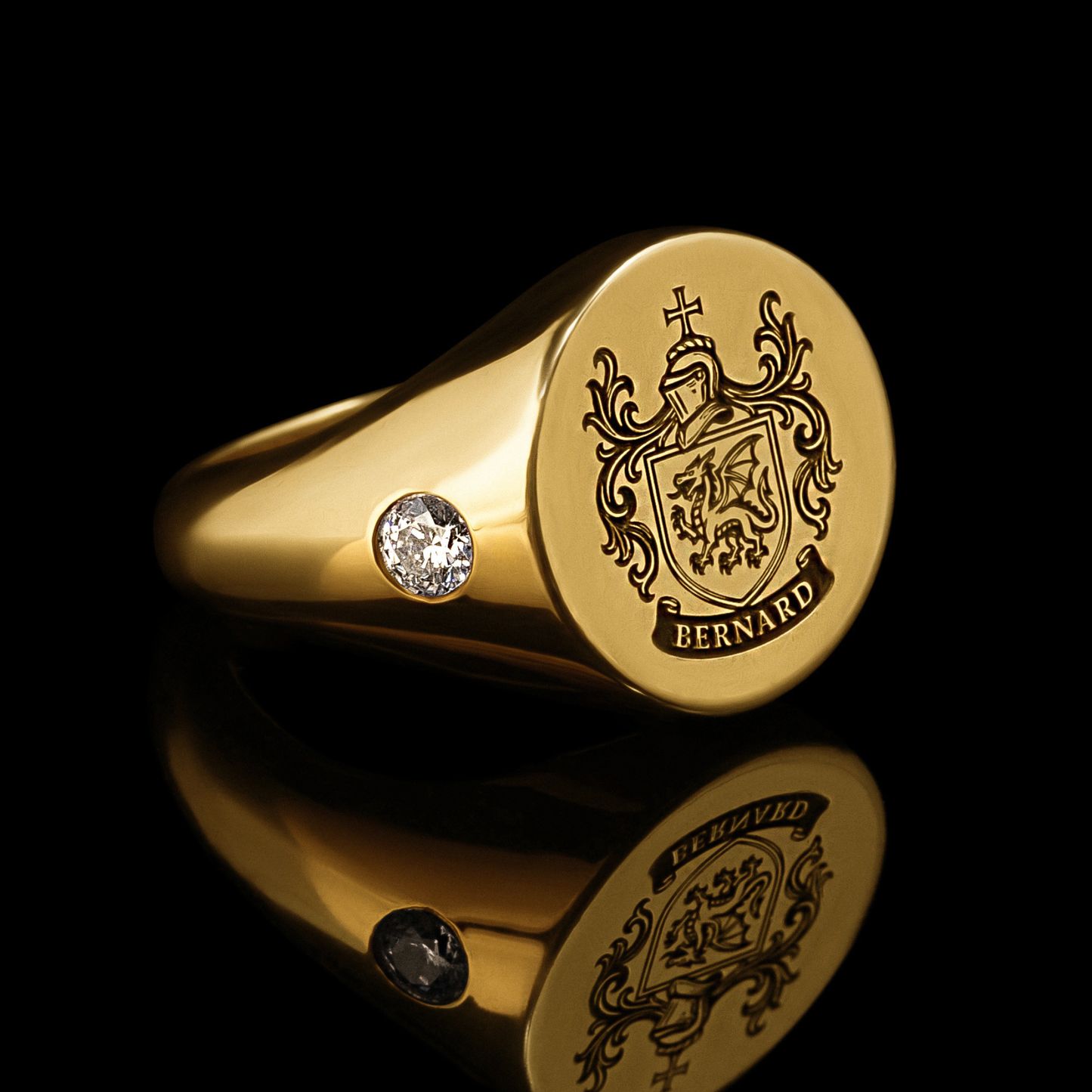 Personalized Gold Plated Coat of Arms Signet Ring