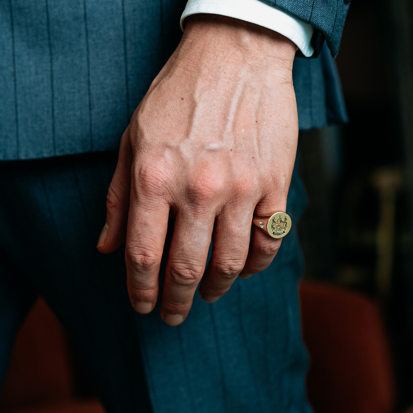 Personalized Gold Plated Coat of Arms Signet Ring