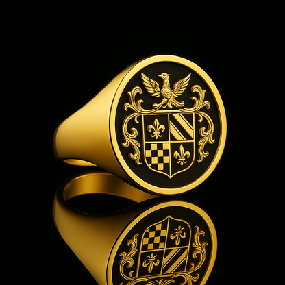 Personalized Gold Plated Coat of Arms Signet Ring