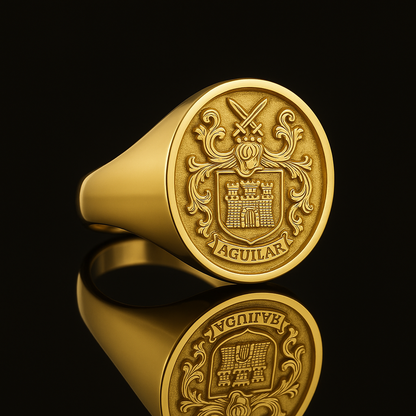 Personalized Gold Plated Coat of Arms Signet Ring