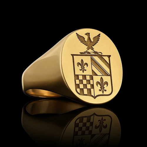Personalized Gold Plated Coat of Arms Signet Ring