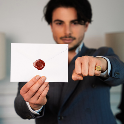 Personalized Gold Plated Coat of Arms Signet Ring