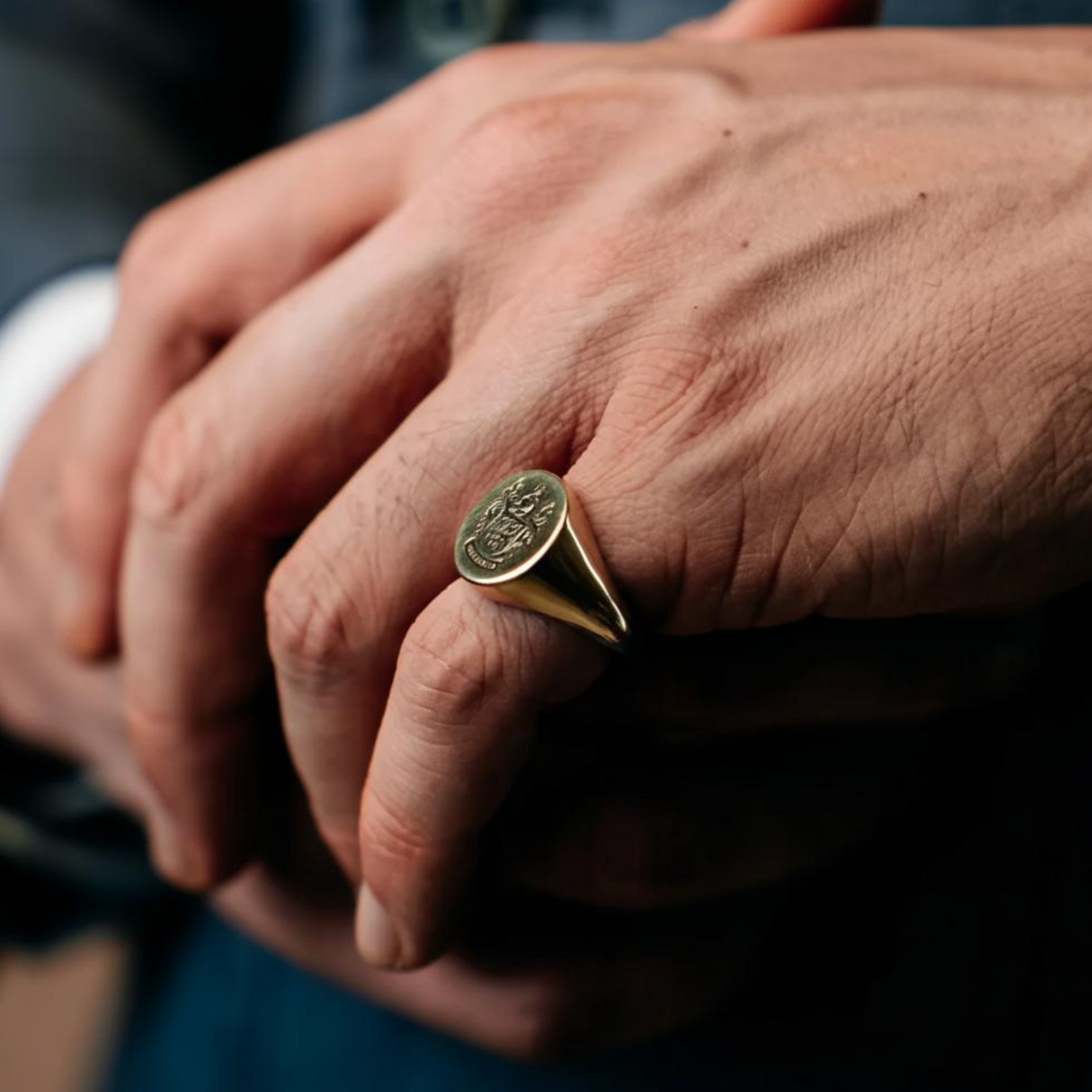 Personalized Gold Plated Coat of Arms Signet Ring