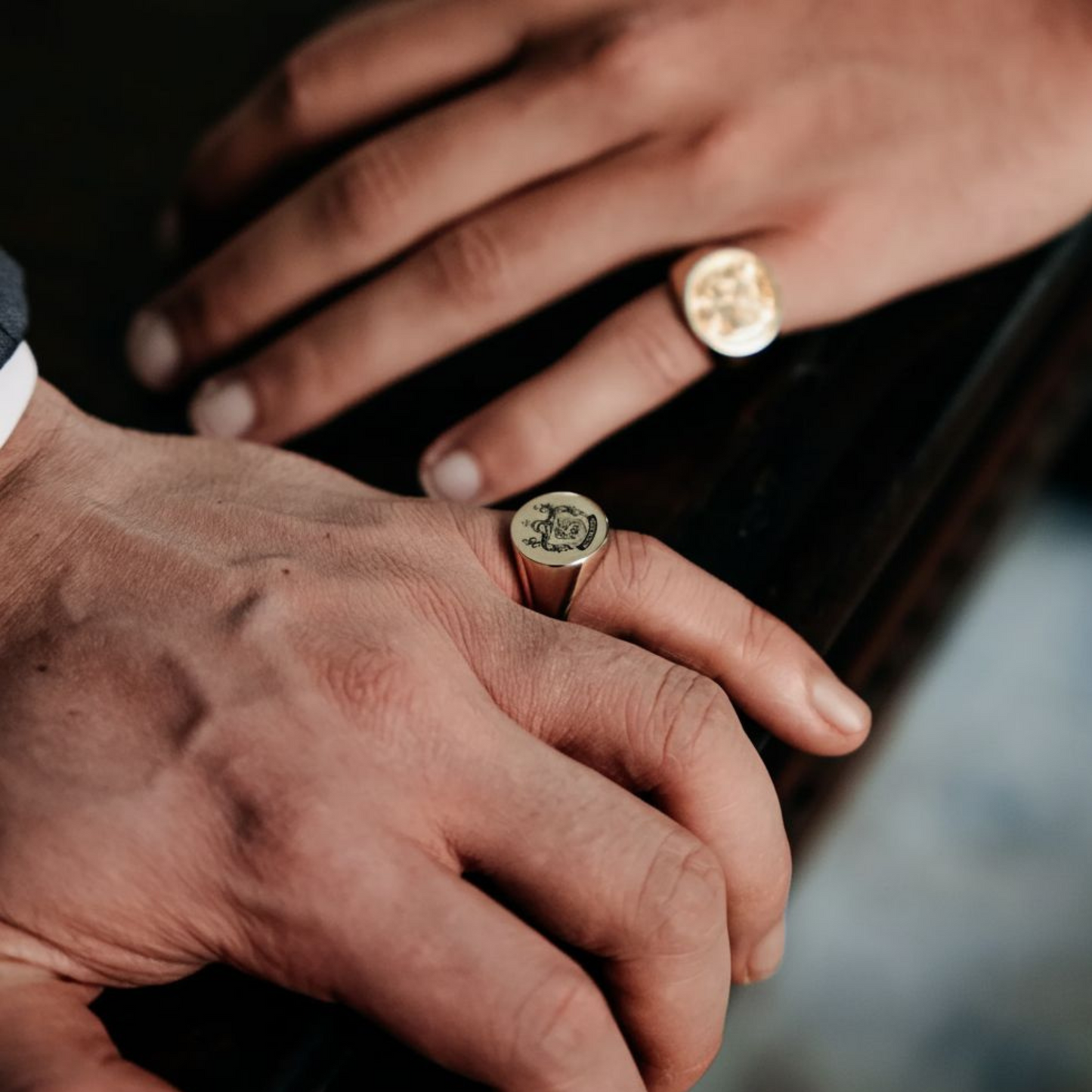 Personalized Gold Plated Coat of Arms Signet Ring