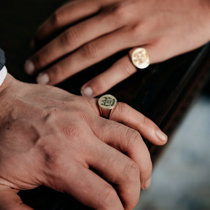 Personalized Gold Plated Coat of Arms Signet Ring